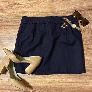 J Crew Navy Blue Scallop Trim Mini Skirt Size 12